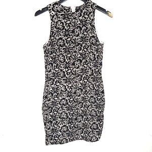 Finity Studio Black Blush Pink Floral Silk Sleeveless Dress